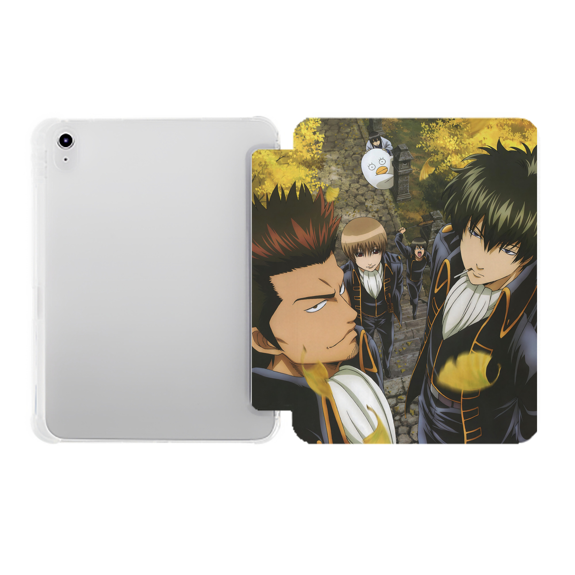 （画像用） ぎんたま 坂田銀時（さかたぎんとき） 神楽 志村新八（しむら しんぱち） GINTAMA Sakata Gintoki Kagura Shimura Shinpachi IPad ケース ペン収納付き 三つ折りスタンド PUレザー×シリコン 対応機種9.5/10.5/10.9インチ